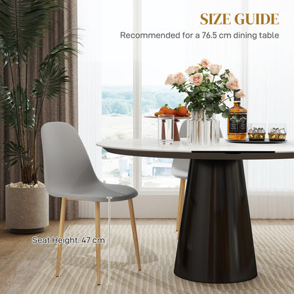 Dining Chairs Set of 4 w/ Curved Back, Steel Legs, Grey