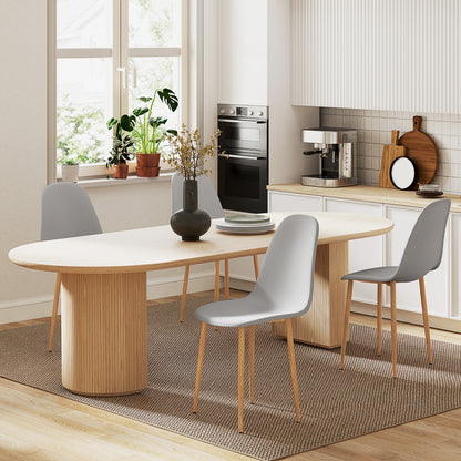 Dining Chairs Set of 4 w/ Curved Back, Steel Legs, Grey