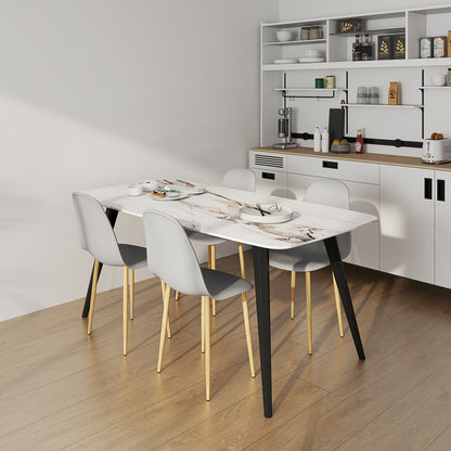 Dining Chairs Set of 4 w/ Curved Back, Steel Legs, Grey