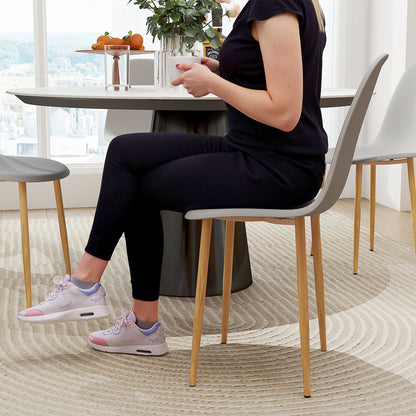 Dining Chairs Set of 4 w/ Curved Back, Steel Legs, Grey