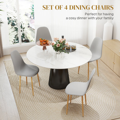 Dining Chairs Set of 4 w/ Curved Back, Steel Legs, Grey