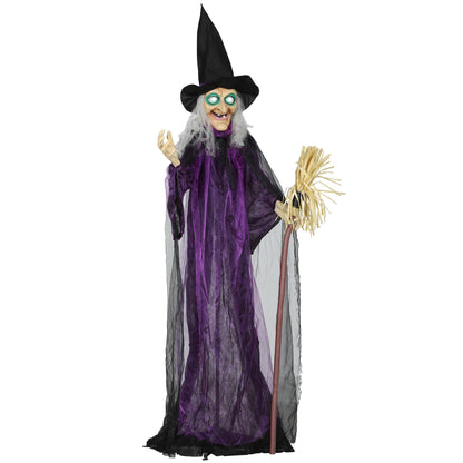 Voice Activated Halloween Animatronics Standing Witch, Purple