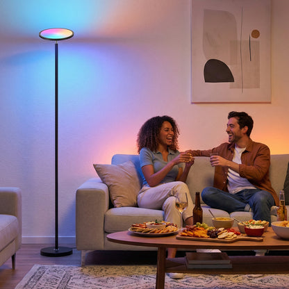 Uplighter Floor Lamp with Tuya App and Music Sync for Bedroom, Black