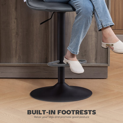 Bar Stools Set of 2 Swivel Height Adjustable Barstools Dark Grey