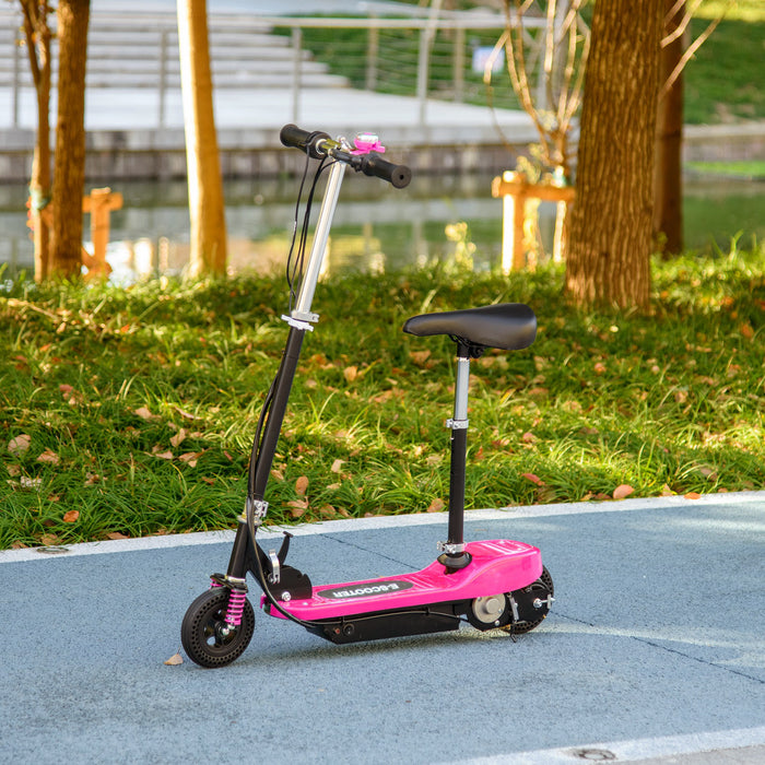 Steel Electric Scooter, Folding E-Scooter with Warning Bell, 15km/h Maximum Speed, for 4-14 Years Old, Pink