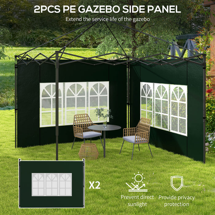 Gazebo Side Panels, Sides Replacement with Window for 3x3(m) or 3x6m Gazebo Canopy, 2 Pack, Green