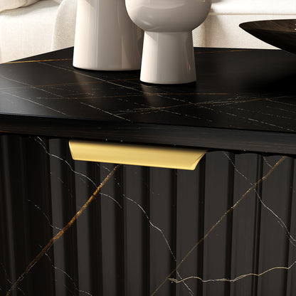 Coffee Table, Living Room Table with Drawer and Open Shelves, Black