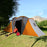 Large Camping Tent Tunnel Tent with 2 Bedroom and Living Area, 2000mm Waterproof, Portable with Bag for 4-6 Man, Orange