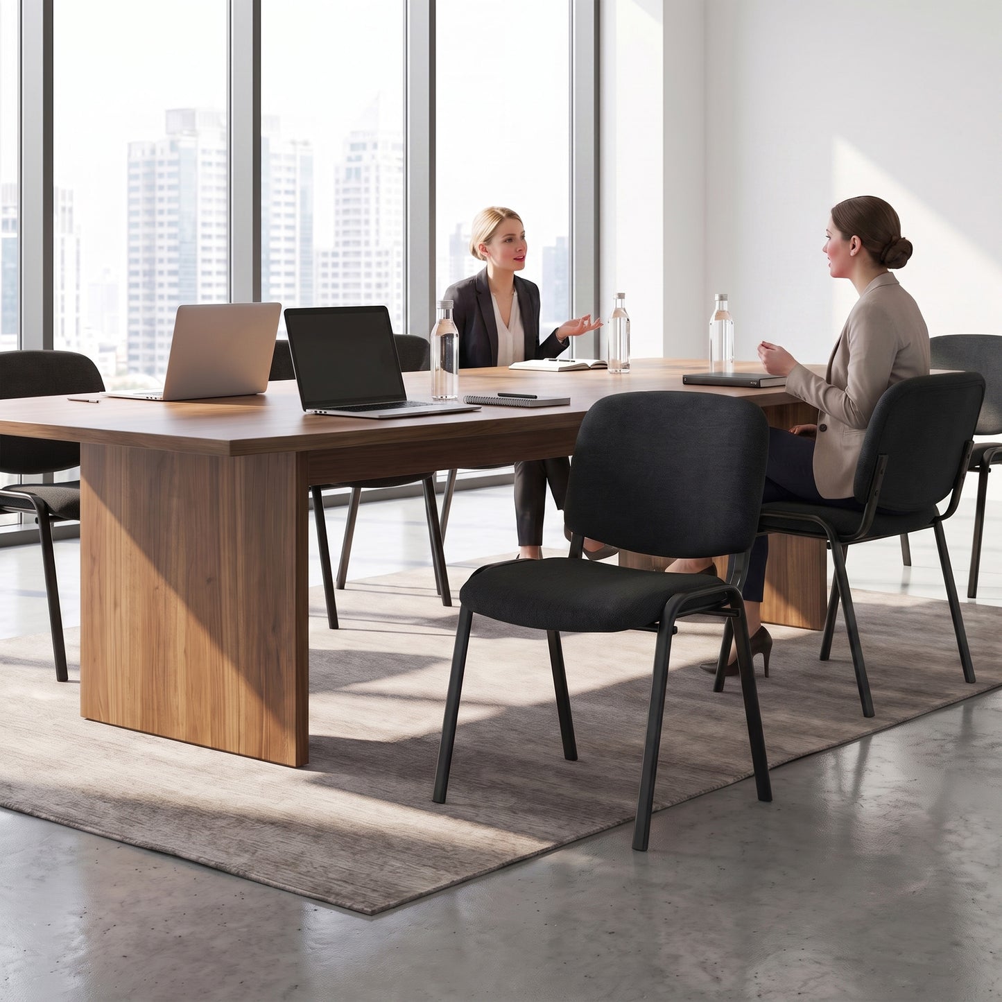 Meeting Chair with Stackable, Padded Seat, Black