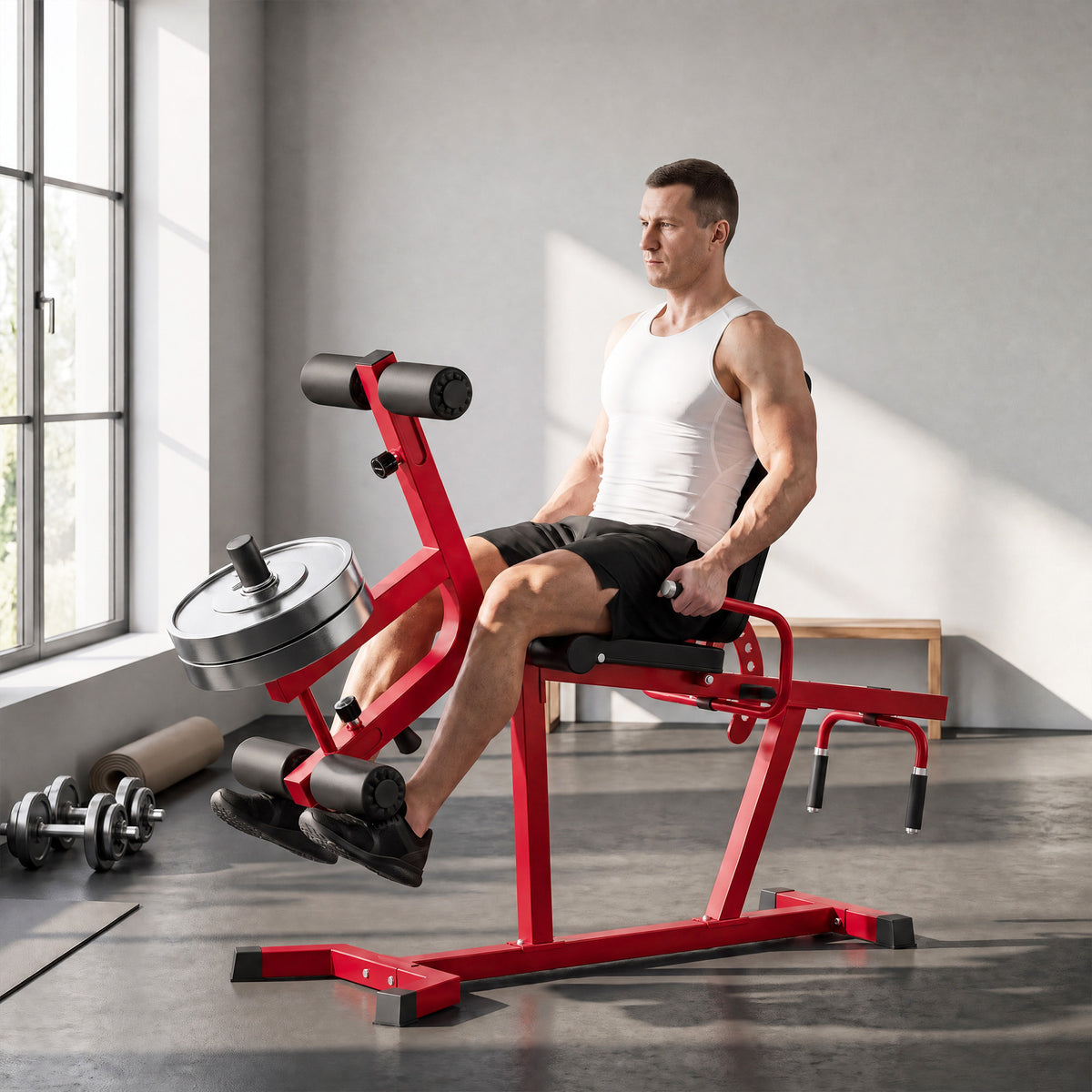 3-in-1 Adjustable Weight Bench with Leg Extension and Curl - Red