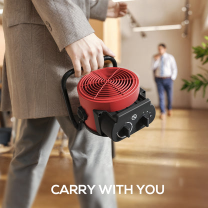 Portable Ceramic Electric Heater, 1500W Fan Space Heater, Red