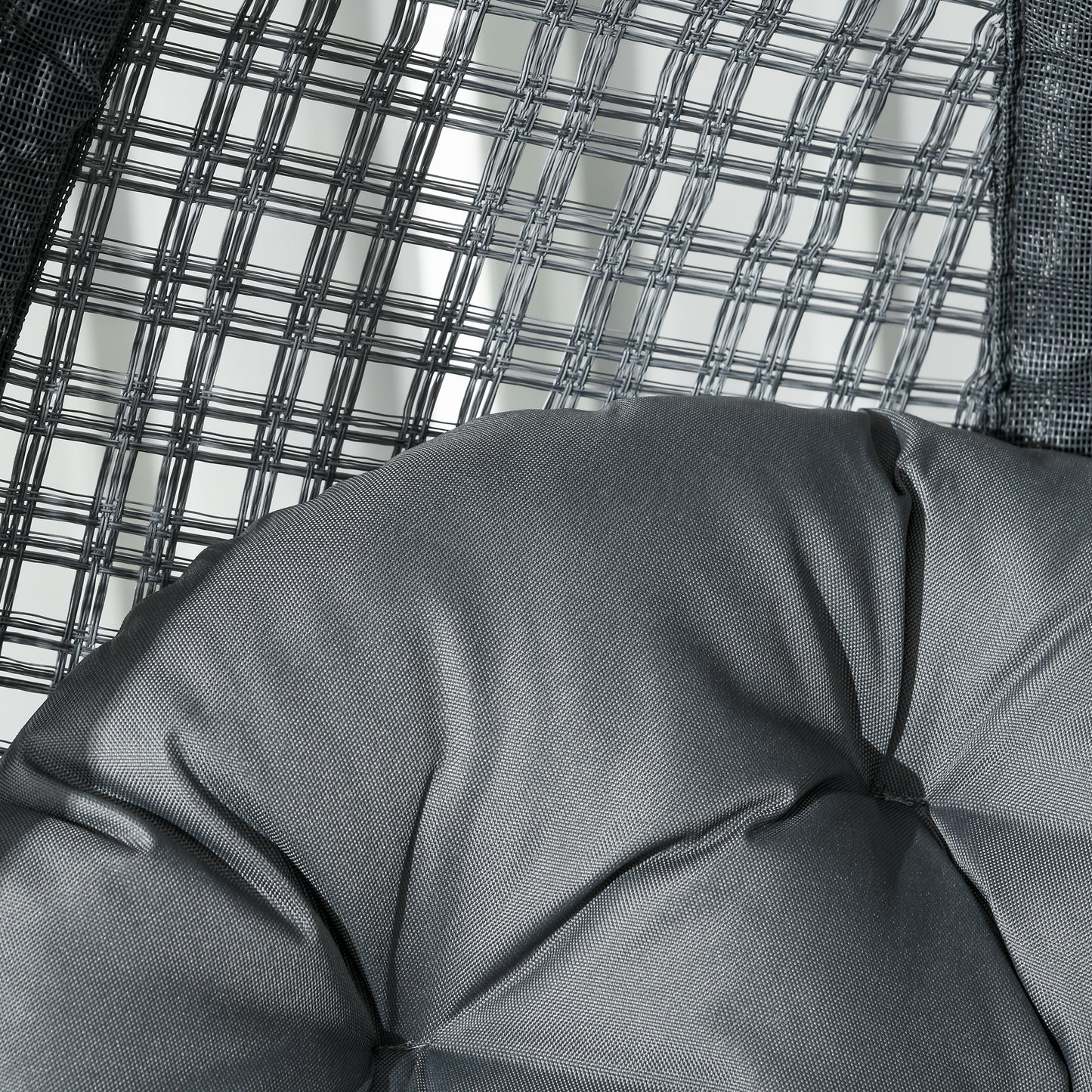 Outdoor Swing Chair w/ Thick Padded Cushion, Patio Hanging Chair w/ Metal Stand, Foldable Basket, Cup Holder, Grey