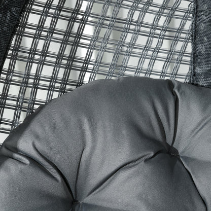 Outdoor Swing Chair w/ Thick Padded Cushion, Patio Hanging Chair w/ Metal Stand, Foldable Basket, Cup Holder, Grey