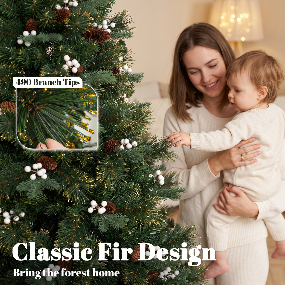 5ft Artificial Christmas Tree with 490 Branch Tips for Holiday Decor