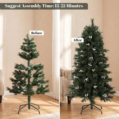 5ft Artificial Christmas Tree with 490 Branch Tips for Holiday Decor
