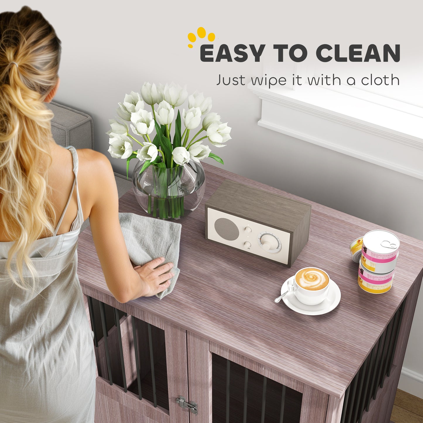 Dog Crate Kennel Cage for Small Medium Dog, Indoor End Table, Purple