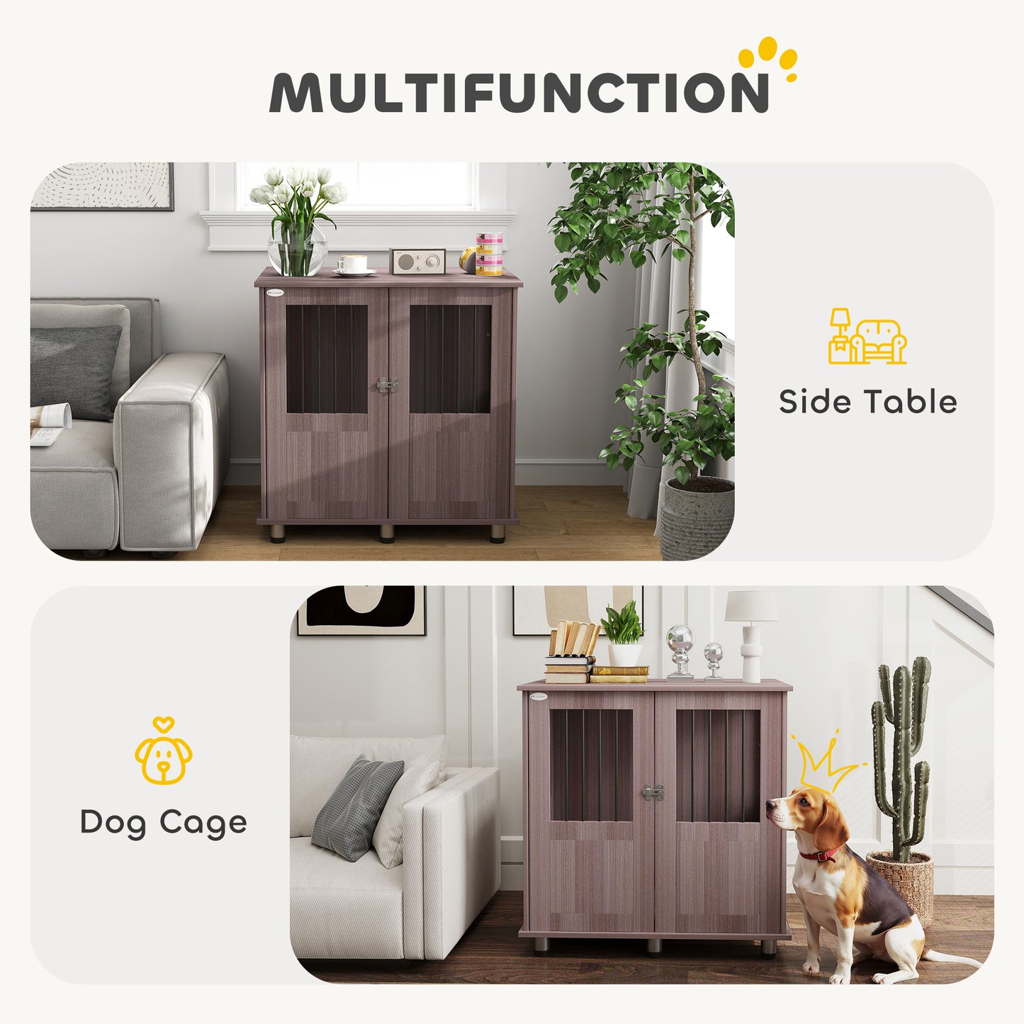Dog Crate Kennel Cage for Small Medium Dog, Indoor End Table, Purple