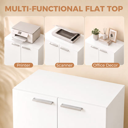 3-Tier Wooden Storage Cabinet Cupboard Soft Close 120 cm Tall White
