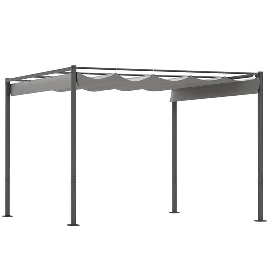 3 x 3(m) Garden Pergola with Retractable Roof, UPF30+, Grey