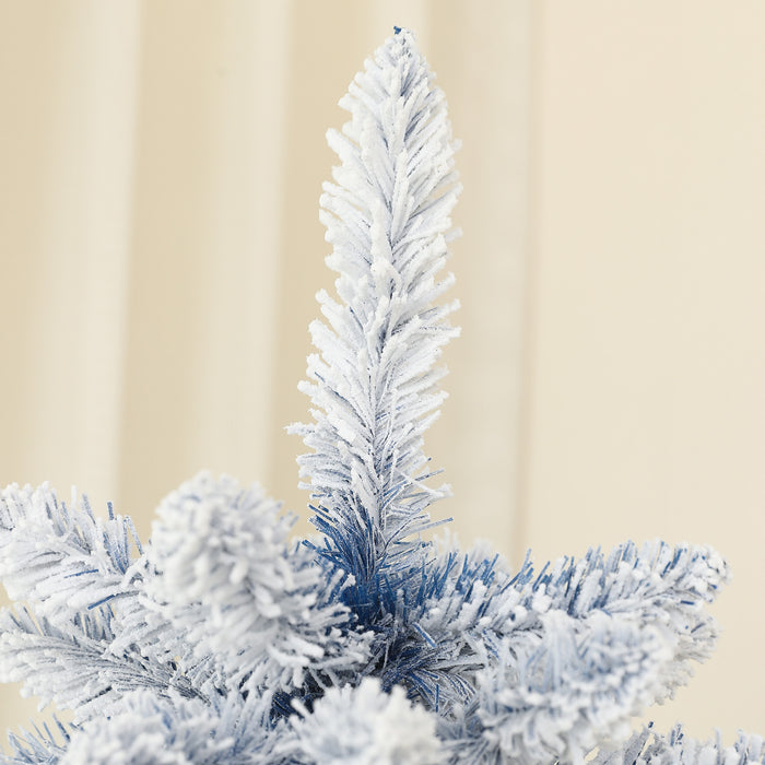 6 Foot Artificial Blue Snow Flocked Christmas Tree with Hinged Branches