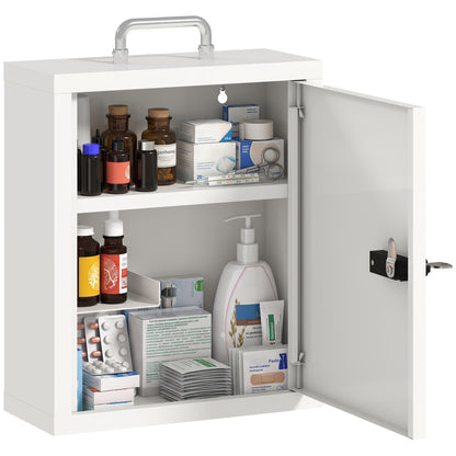 Medicine Cabinet, Medical Cabinet w/ Combination and Key Lock, White