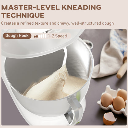 Electric Stand Mixer, 4.5L Food Mixer with Dough Hook, Whisk, White