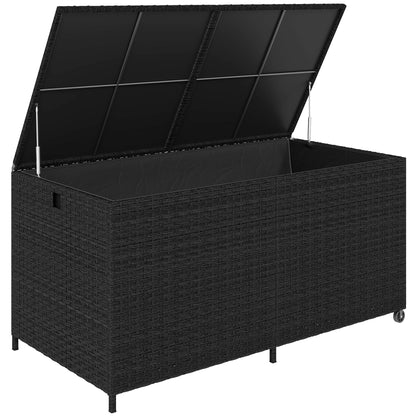 650L Garden Storage Box with Wheels, Waterproof Liner, Black