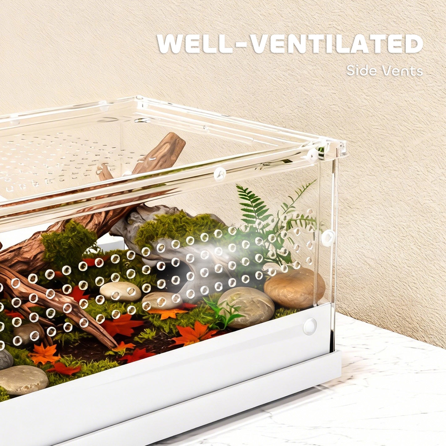 Reptile Terrarium, Vivarium Acrylic for Snake, Gecko, 30 x 20 x 15 cm