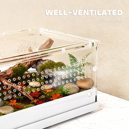 Reptile Terrarium, Vivarium Acrylic for Snake, Gecko, 30 x 20 x 15 cm