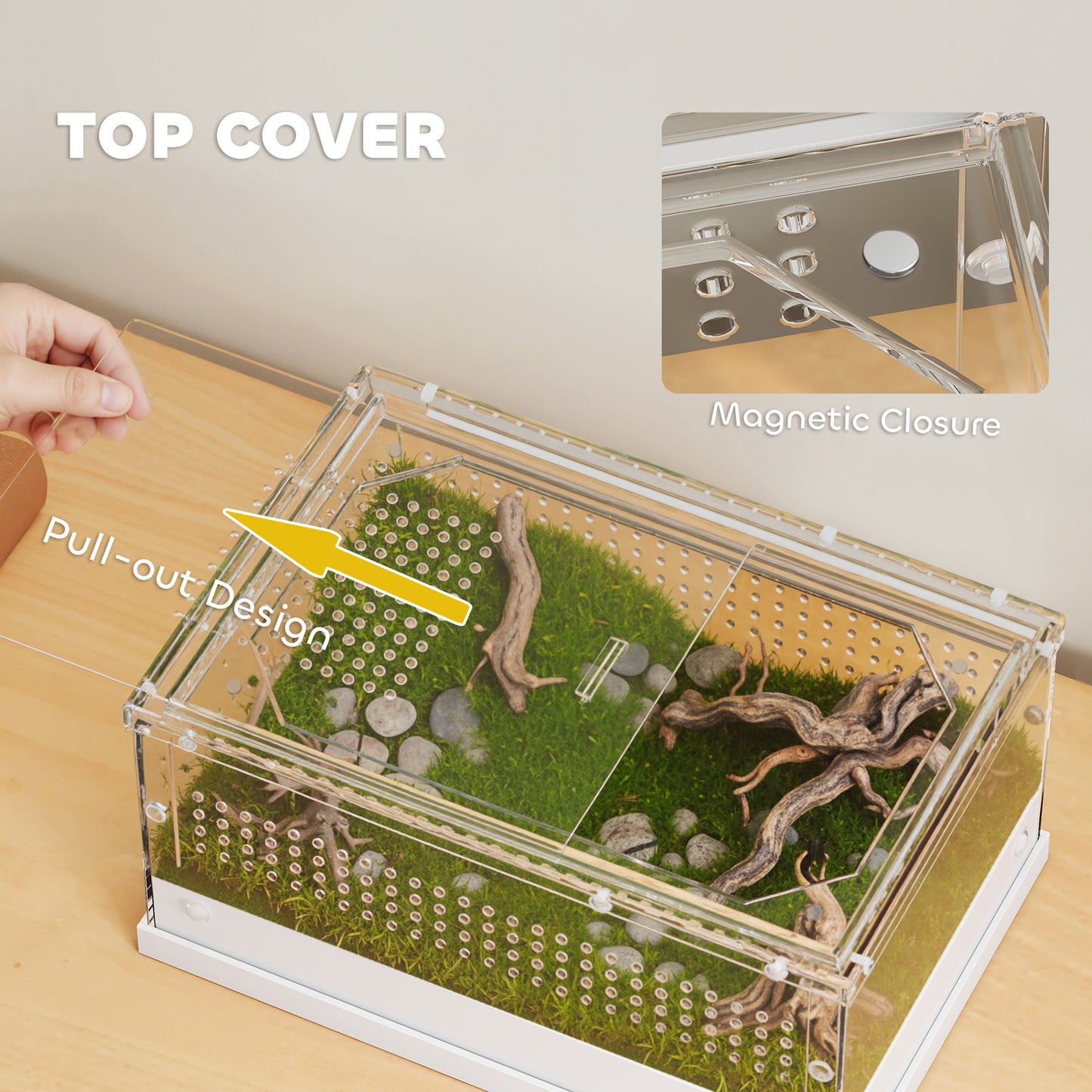 Reptile Terrarium, Vivarium Acrylic for Snake, Gecko, 30 x 20 x 15 cm