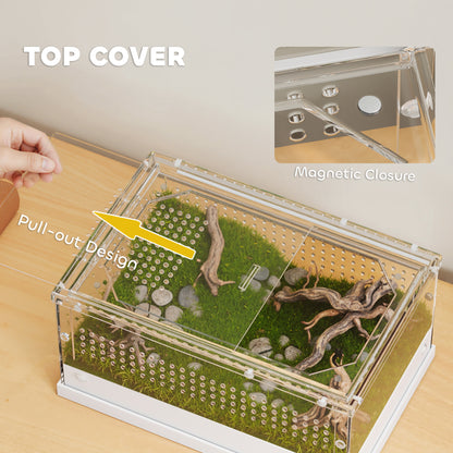Reptile Terrarium, Vivarium Acrylic for Snake, Gecko, 30 x 20 x 15 cm
