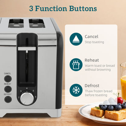 Kettle and Toaster Set with Temperature Gauge, Crumb Tray, Black