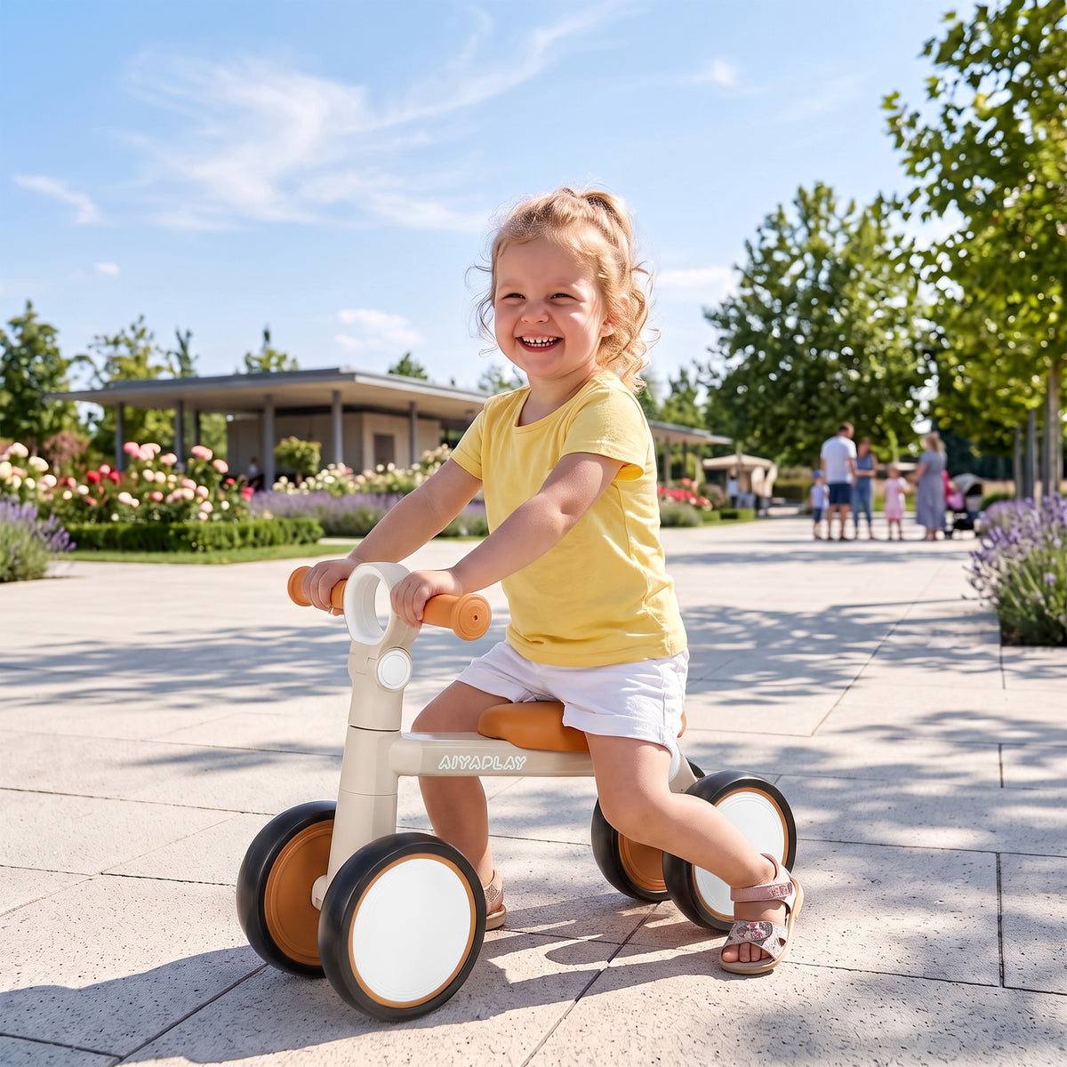 Balance Bike Lightweight and Adjustable for 1-2 Years, Cream White