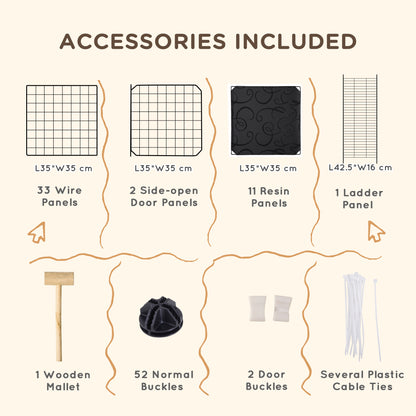 Pet Playpen with Door, Guinea Pigs Mesh Cage for Small Animal, Black