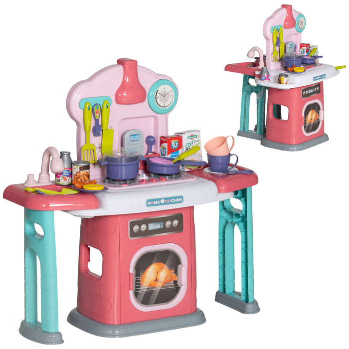 45 Pieces Kids Kitchen w/ Rotating Tables, Light, Sound, Spray