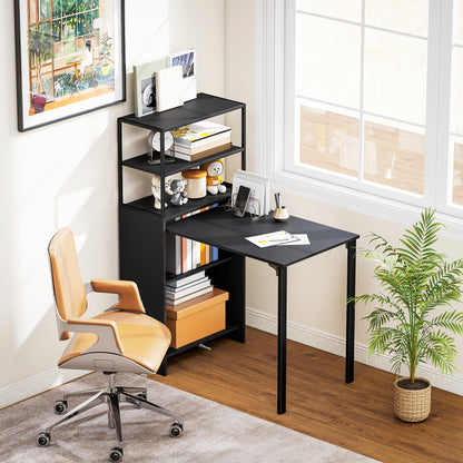 Foldable Computer Desk, Home Office Desk for Small Spaces, Black