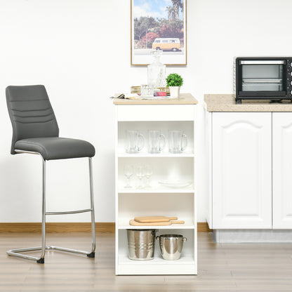 Bar Table Coffee Table Kitchen Dining Table with 4-Tier Shelf Natural