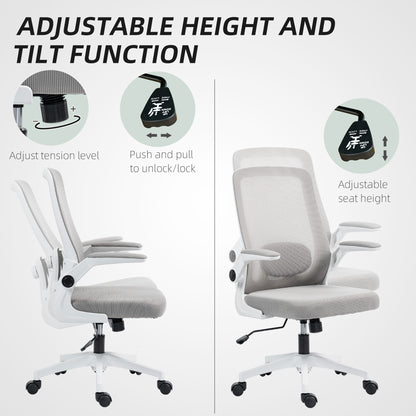 Mesh Desk Chair with Tilt Function, Lumbar Support, Grey