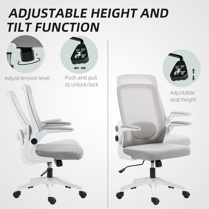 Mesh Desk Chair with Tilt Function, Lumbar Support, Grey