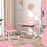 Height Adjustable Kids Desk and Chair Set w/ Tilted Desktop - Pink