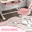 Height Adjustable Kids Desk and Chair Set w/ Tilted Desktop - Pink