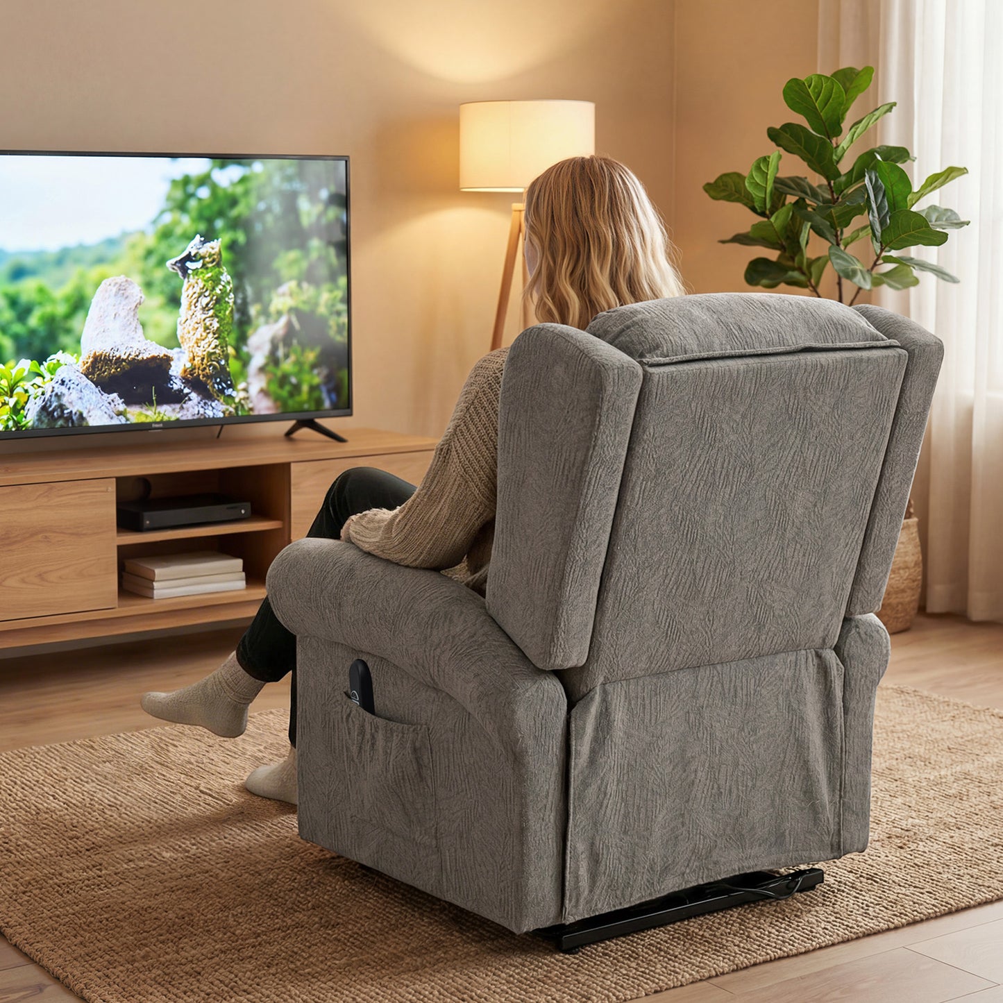 Power Lift Recliner Chair for Elderly with Remote Control, Dark Grey