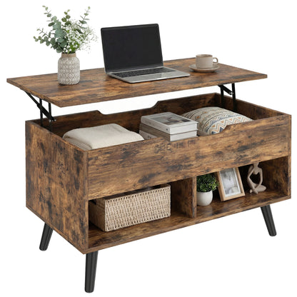 Lift Top Coffee Table Hidden Storage 75 cm Rustic Brown