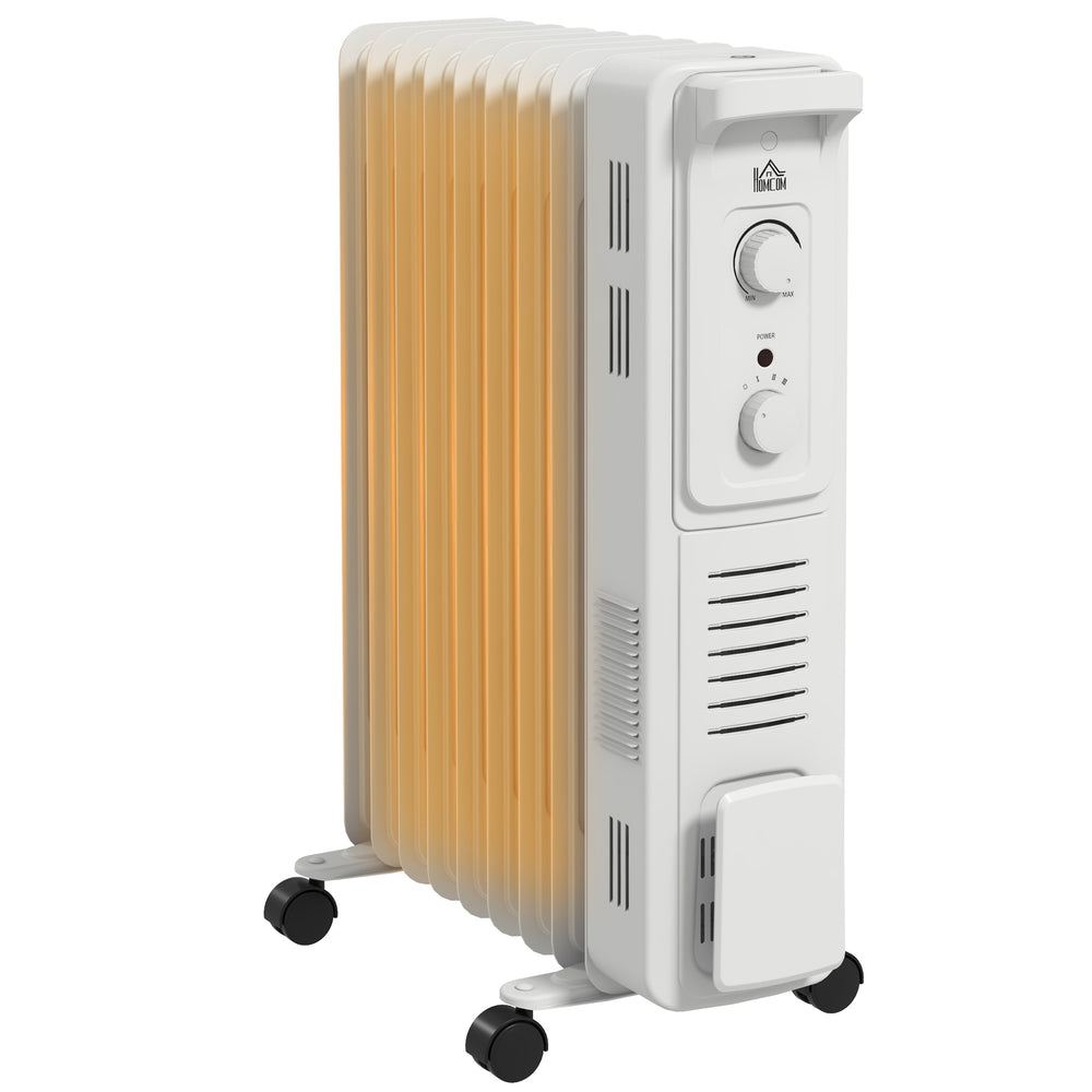 9 Fin Portable Oil Filled Heater Radiator, Energy Efficient, White