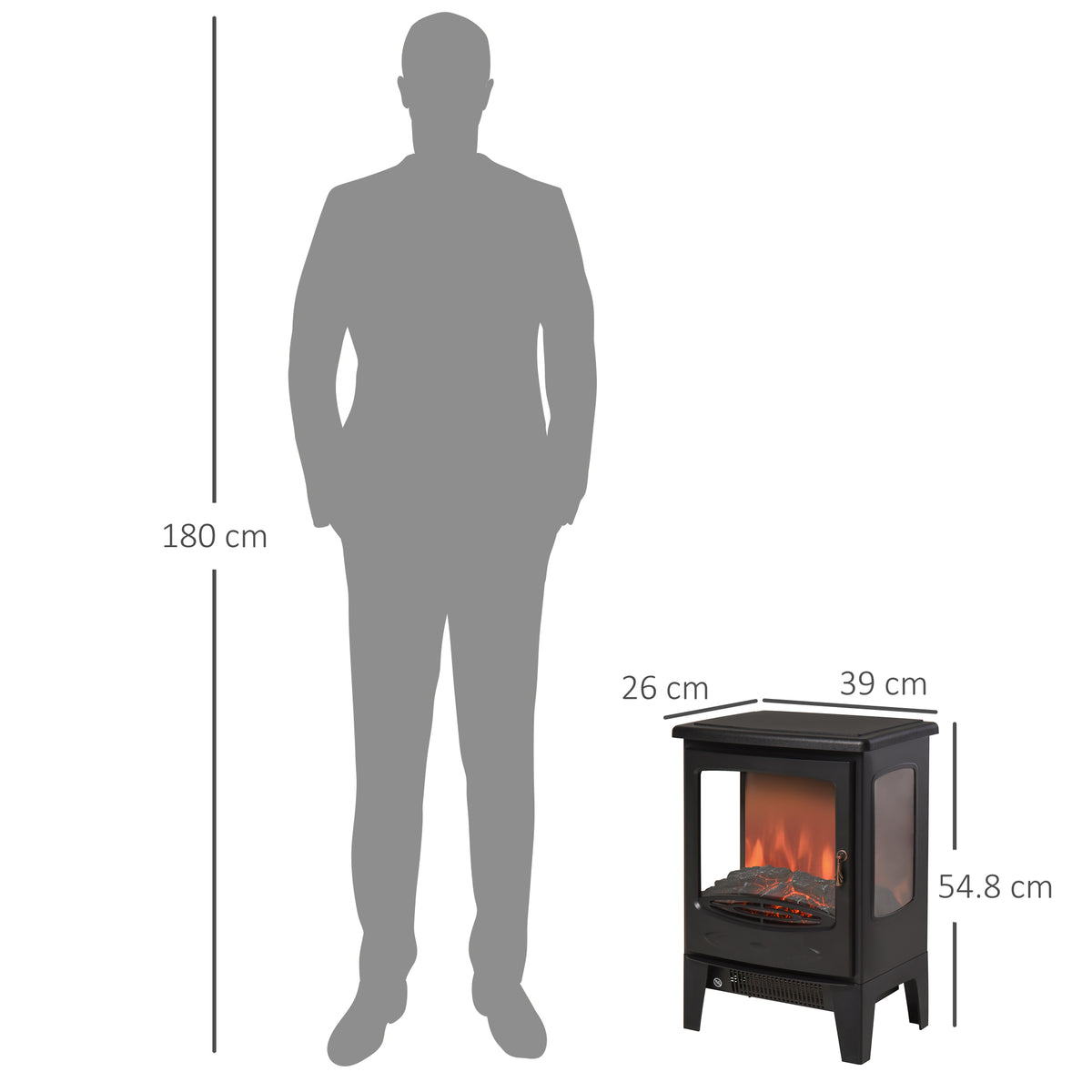 900W/1800W Freestanding Electric Fireplace w/ Adjustable Artificial Flame