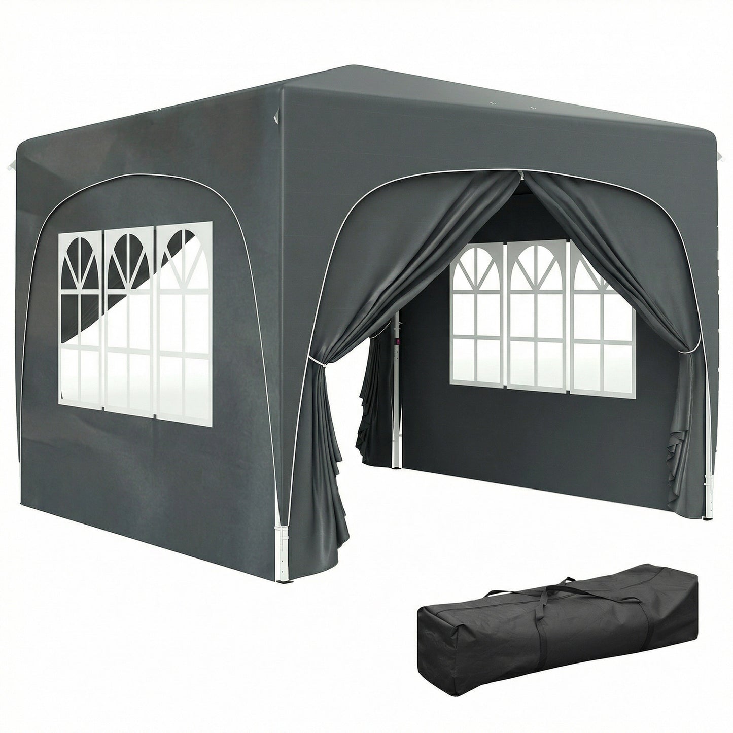 3 x 3(m) UPF50+ Pop Up Gazebo with Sides and Carry Bag, Dark Grey