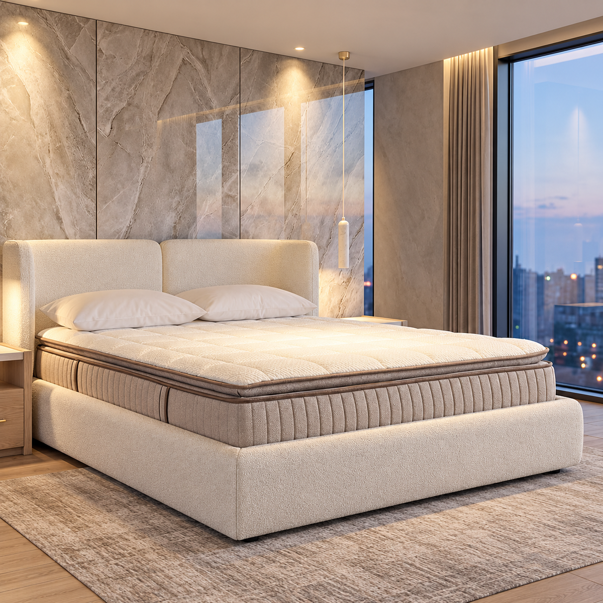 Ultimate Double Medium-Firm Pocket Spring and Gel Memory Foam Mattress with Protector and Sheet Clips