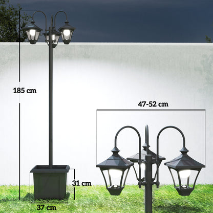 Solar Lamp Post Dusk-to-Dawn Sensor 185 cm Black