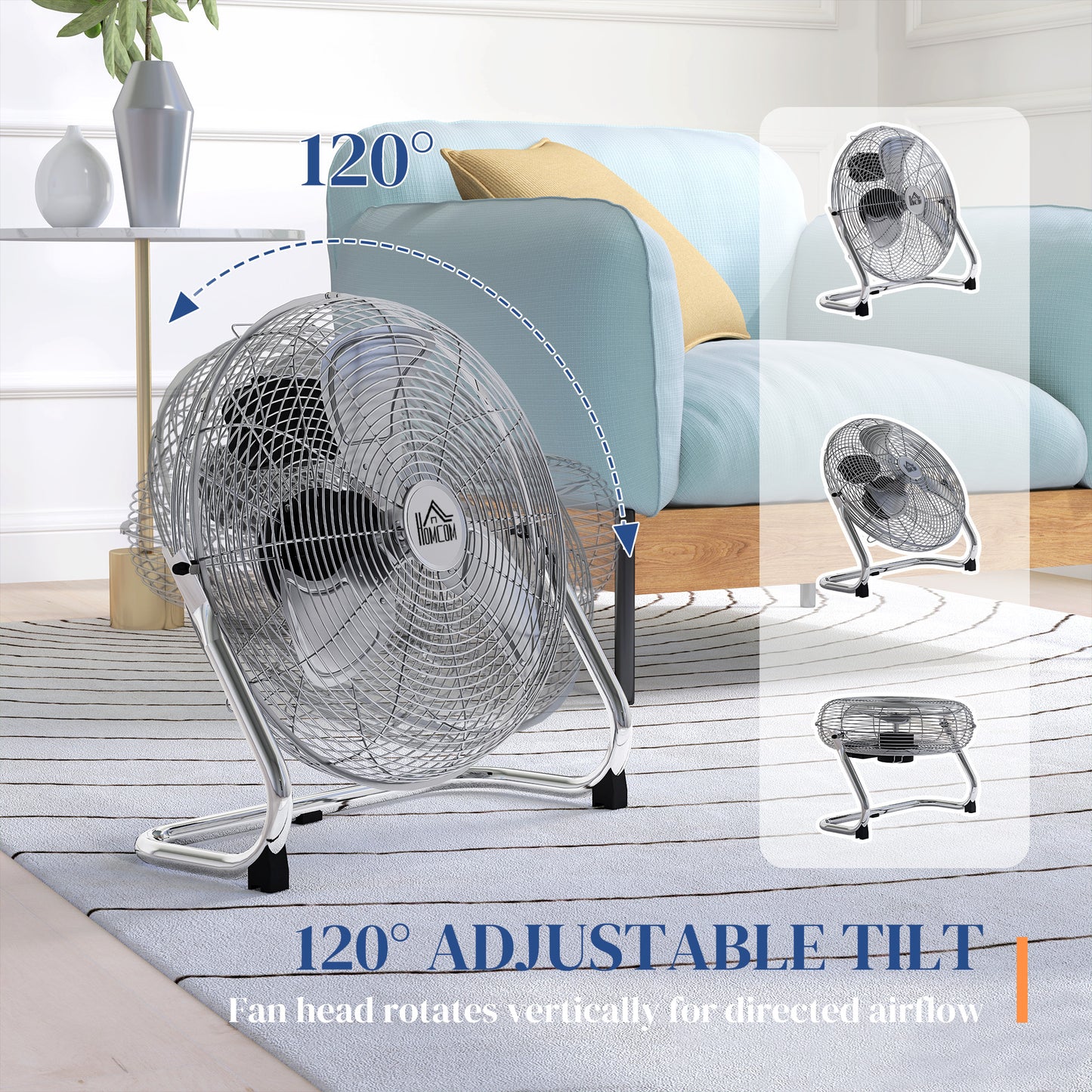 Metal Desk Fan, Electric Table Fan with 3 Speed Settings, Silver