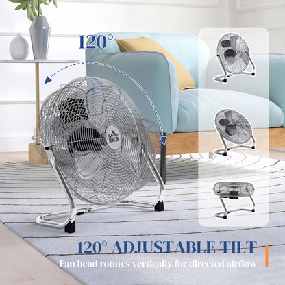 Metal Desk Fan, Electric Table Fan with 3 Speed Settings, Silver